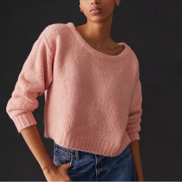 Anthropologie Sweaters - Anthropologie Chunky Knit Wool Blend Sweater in Pink